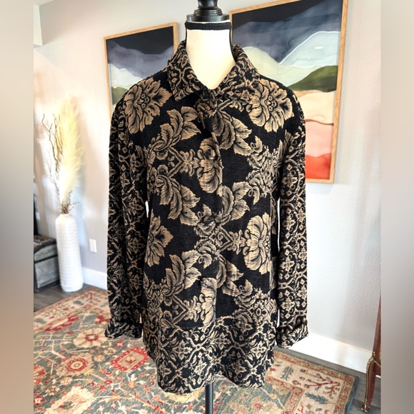 Coldwater Creek Black and Gold Tapestry Jacket - Picture 1 of 7